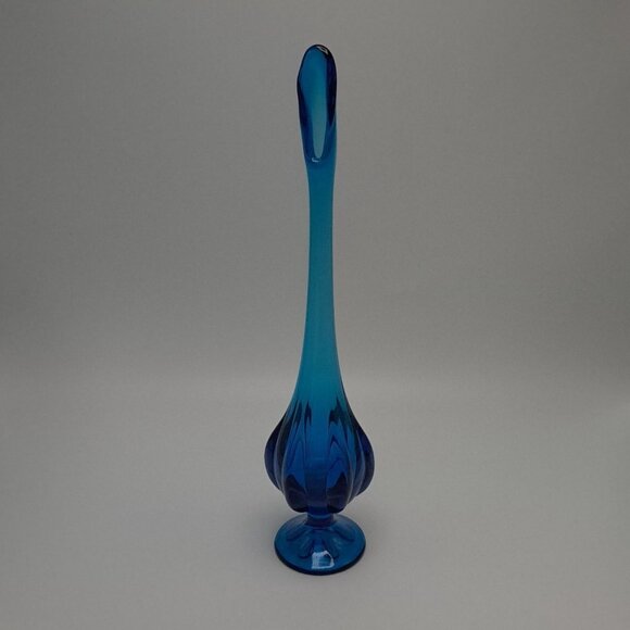 Viking Vintage Bluenique 6 Petal Small 13" Swung Glass Vase - Picture 1 of 9
